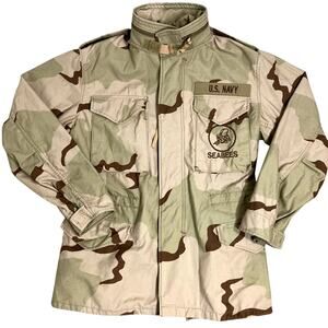 Vintage US Navy Seabees Field Jacket Mens Small Regular Desert Camo Cold Weather